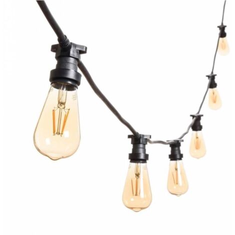 Guirlande guinguette ampoule vintage ST64 10M 2200K connectable extérieure câble noir