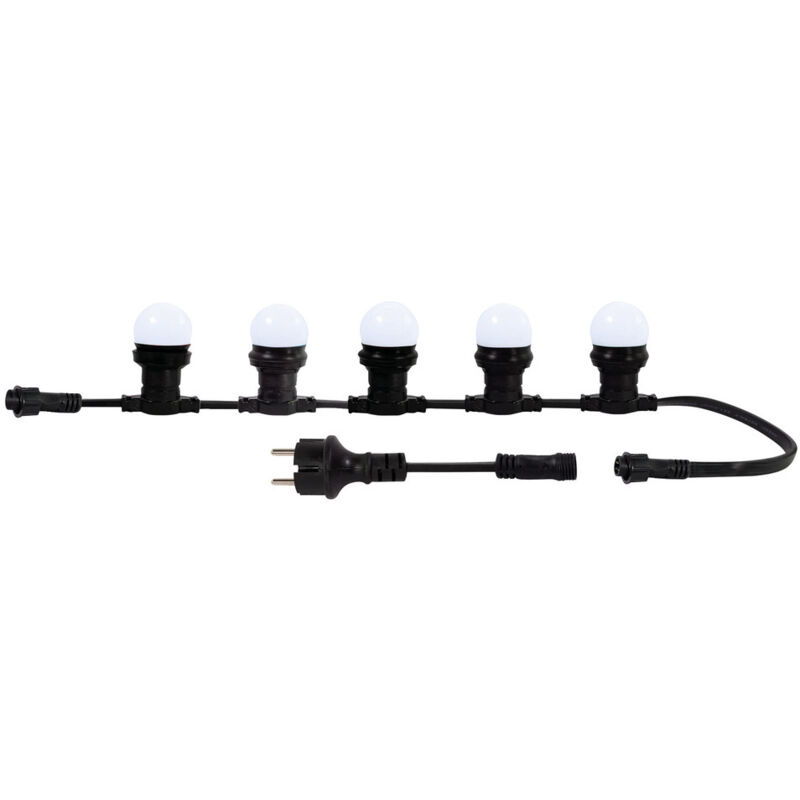 Guirlande Guinguette led Tibelec 10M - 10 Lampes Blanches 0,8W E27, Résistante à l'Eau et à la Poussière, Connectable pour Ambiance Festive