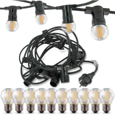 Guirlande Guinguette Extérieur 15M, Guirlande Lumineuse Exterieure avec 25+1 G40 LED Ampoules IP45 Imperméable, Blanc Chaud Chaîne Lumiere Exterieur pour terrasse, mariage, Noël