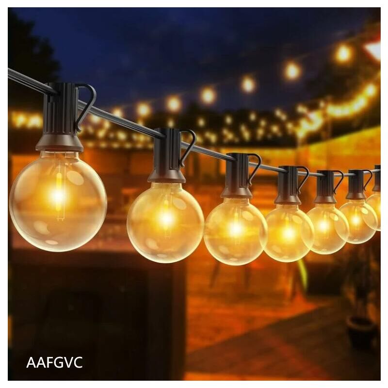 Guirlande Guinguette Extérieure, 30M led Guirlande Avec 50+2 Guirlande Ampoule Incassables, IP44 étanche Guirlande Guinguette led pour Terrasse,