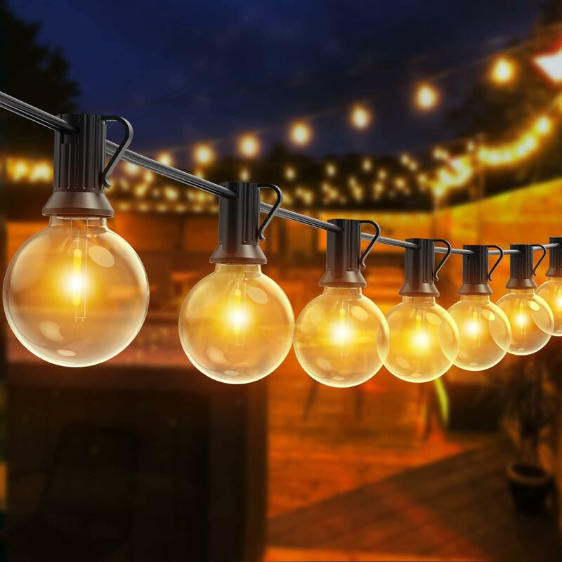 Guirlande Guinguette Extérieure, 30M led Guirlande Avec 50+2 Guirlande Ampoule Incassables, IP44 étanche Guirlande Guinguette led pour Terrasse,