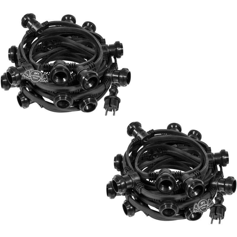 Guirlande Guinguette IP65 20m Noire Raccordable - Guirlande Lumineuse pour ampoule E27 40 Douilles - Guirlande Guinguette Extérieure pour Terrasse
