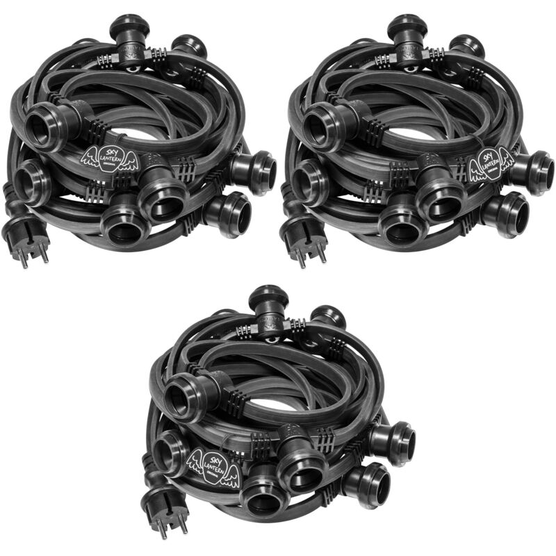 Guirlande Guinguette IP65 30m Noire Raccordable - Guirlande Lumineuse pour ampoule E27 30 Douilles - Guirlande Guinguette Extérieure pour Terrasse Guirlande Guinguette IP65 30m Noire Raccordable - Guirlande Lumineuse pour ampoule E27 30 Douilles - Guirlande Guinguette Extérieure pour Terrasse