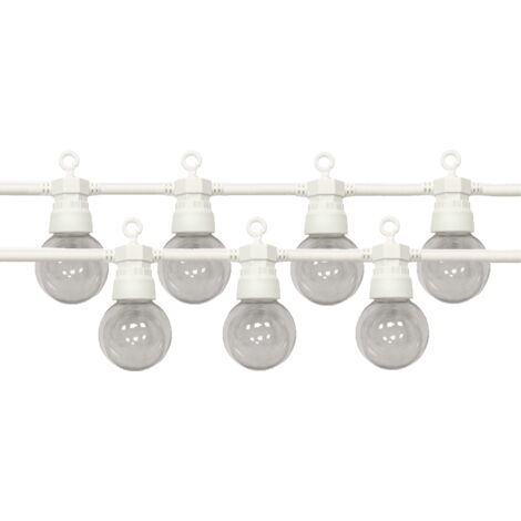 Guirlande Guinguette LED 13M 20pcs IP65 6W Blanc Chaud - Câble - Blanc