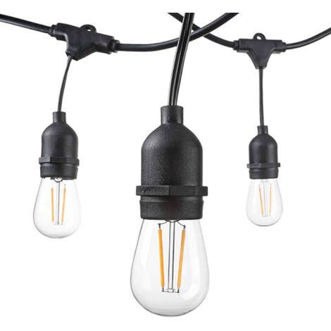 SILAMP Guirlande Guinguette LED 15M IP65 pour 15 Ampoules E27 Suspendue