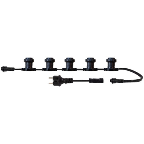 Guirlande Guinguette LED 5m, pour 7 ampoules non fournies, E27, 105W, IP65, connectable - Tibelec