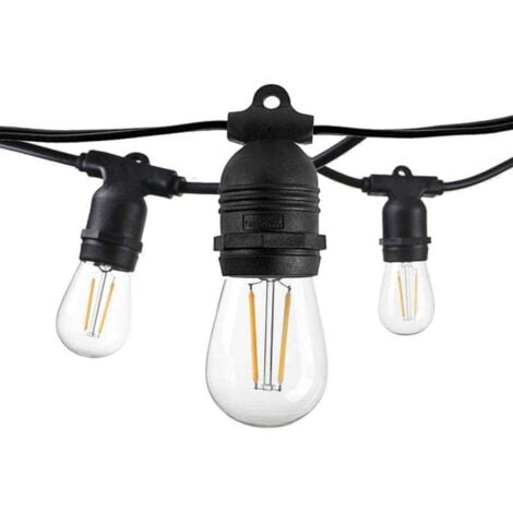 Guirlande Guinguette Noire Fixe IP65 14,4m pour 15 Ampoules E27