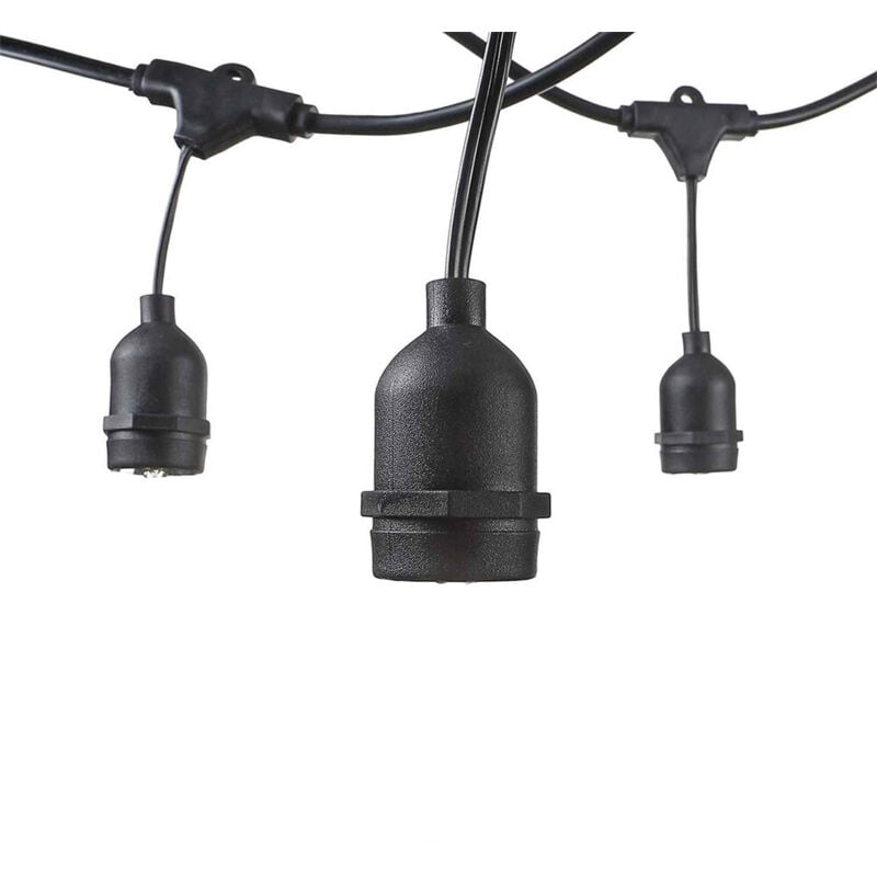 Optonica - Guirlande Guinguette Noire Suspendue IP44 14,4m pour 15 Ampoules E27