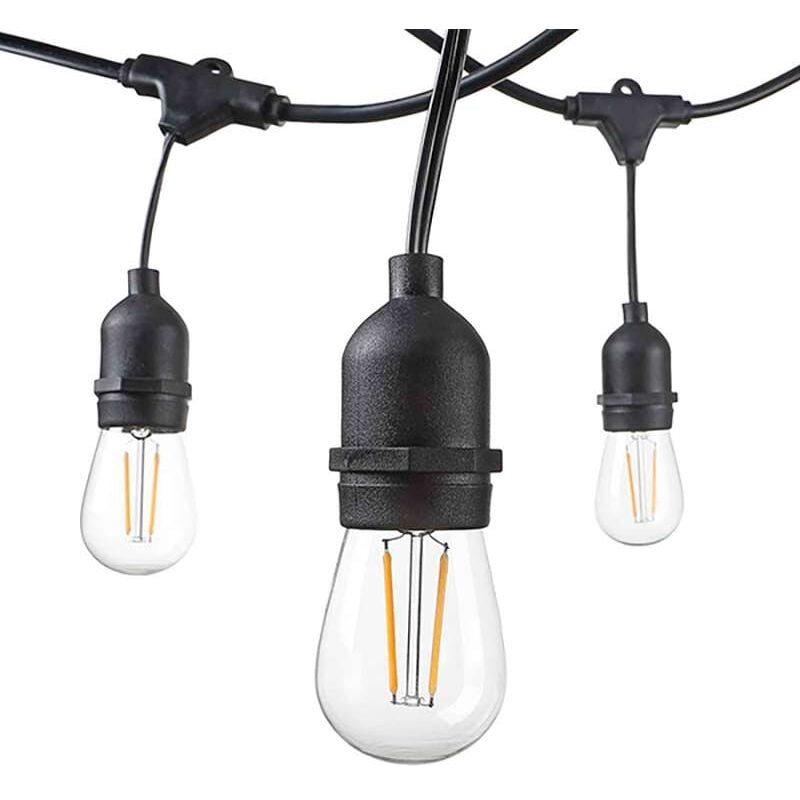 Guirlande Guinguette Noire Suspendue IP65 6m pour 10 Ampoules E27