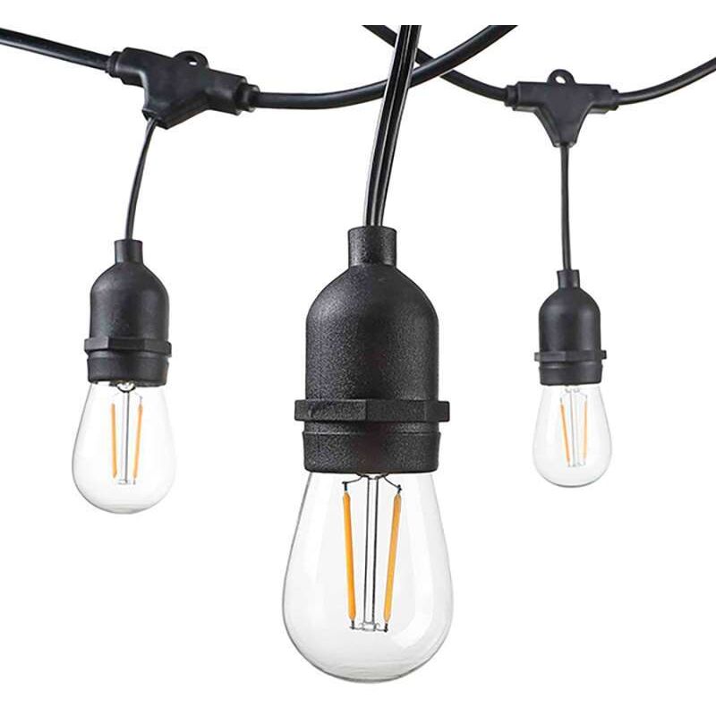 Optonica – Guirlande lumineuse d'extérieur 6m – 10 douilles E27 – Étanche IP65 pour intempéries – Installation rapide avec crochets