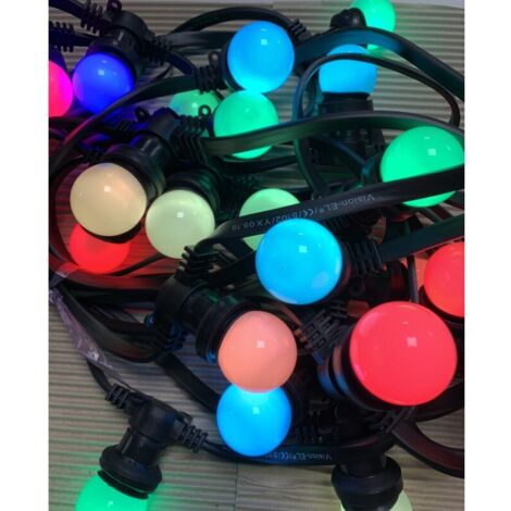 Guirlande guinguette RGB LED - 10M 20 ampoules B22 multicolores IP44 raccordable