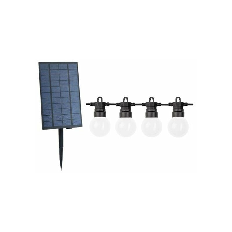 Guirlande Guinguette Solaire 10m 20pcs IP65 Monocouleur - Câble Noir - Transparentes Silumen
