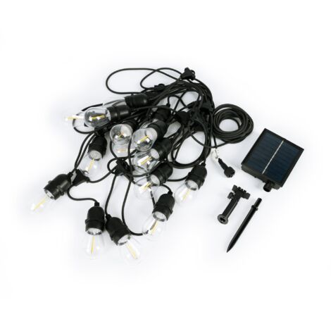 Guirlande guinguette solaire d'extérieur - 15 ampoules LED E27 à