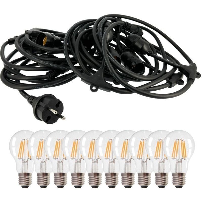 Guirlande Guinguette stalactite 10 Ampoules led Filament E27 10 mètres Interconnectable