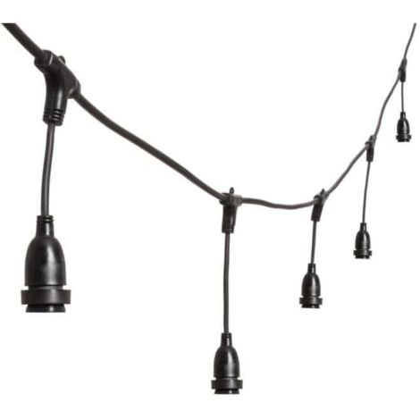 Guirlande Guinguette stalactite 5M hauteur 30CM 8 douilles E27 cable noir Luxa 230V IP44 Lotti