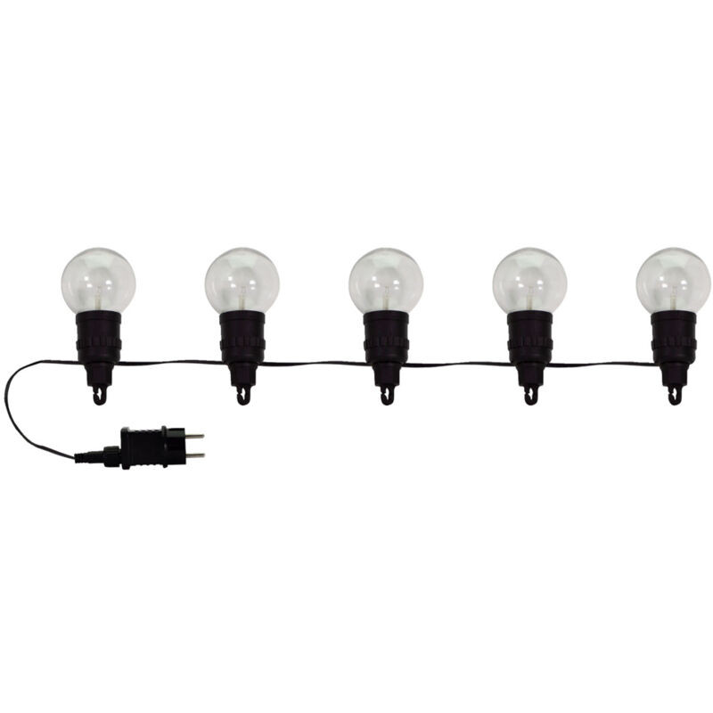 Guirlande Lumineuse led 10M Tibelec 10 Ampoules Translucides 0,28W, Extérieur & Intérieur, Installation Facile, Résistante aux Intempéries