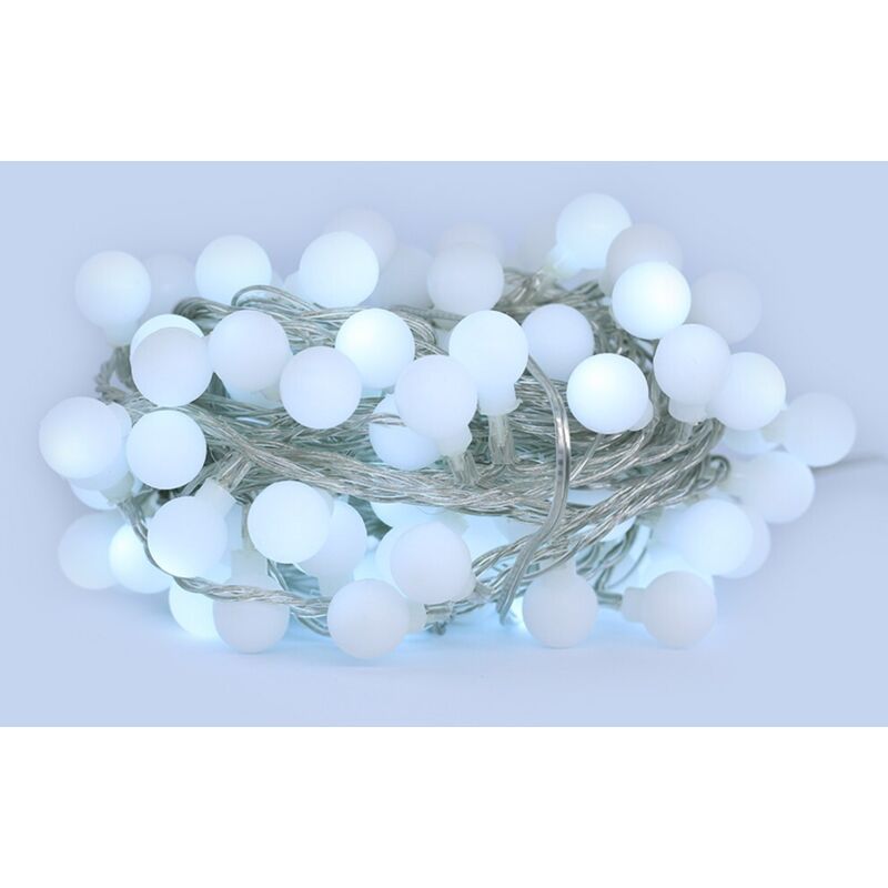 Sysled – Guirlande lumineuse d'extérieur 10 mètres 100 boules blanc froid – IP44 étanche – 8 programmes lumineux – Installation rapide sans outil Sysled – Guirlande lumineuse d'extérieur 10 mètres 100 boules blanc froid – IP44 étanche – 8 programmes lumineux – Installation rapide sans outil
