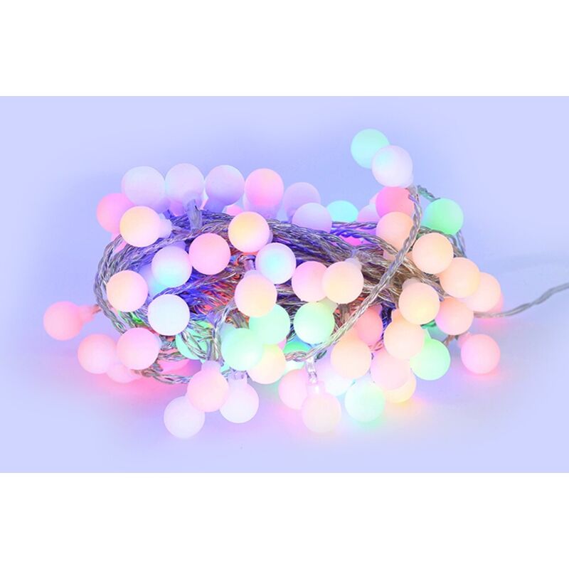 Sysled – Guirlande lumineuse d'extérieur 10 mètres – 100 boules LED multicolores – IP44 pour intérieur/extérieur – Modes lumineux personnalisables