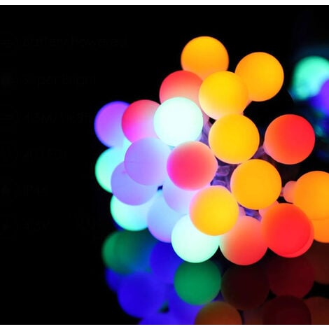 AOUGO Guirlande LED 10 mètres 100 boules RGB multicouleur，Guirlande Lumineuse Sphérique RGB, 100 LEDs Boules 8 Modes d’Éclairage Étanche IP44 Guirlande Lumineuse Extérieur Intérieur Décoration Idéal pour So