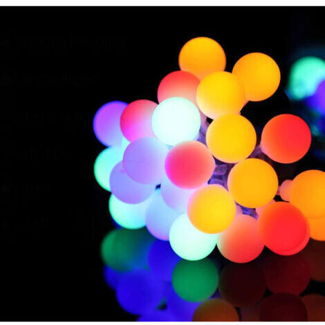 Guirlande LED 10 mètres 100 boules RGB multicouleur，Guirlande Lumineuse Sphérique RGB, 100 LEDs Boules 8 Modes d’Éclairage Étanche IP44 Guirlande Lumineuse Extérieur Intérieur Décoration Idéal pour So
