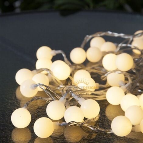 Guirlande LED 10 mètres 50 boules blanc chaud (guinguette)