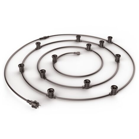 Guirlande LED 10M extensible, 10 douilles, compatible ampoules E27 (non incluses)