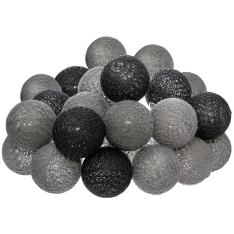 Guirlande Led 20 Boules "Smoky" 435cm Gris & Noir