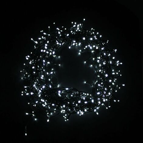 Guirlande LED 220V 10M 100LED IP44, 8 Modes - Câble vert, Blanc Froid - Blanc - SILUMEN