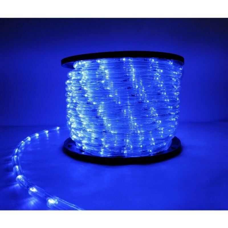 Silamp – Guirlande lumineuse d'extérieur 50M – LED 220V bleu – IP44 résistant à l'eau – 24 LED par mètre – Recoupable tous les 2 mètres