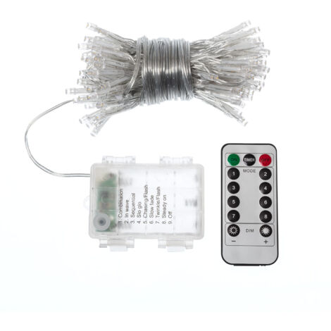 Guirlande LED à Piles pour Parasol 1m 3000K Blanc chaud