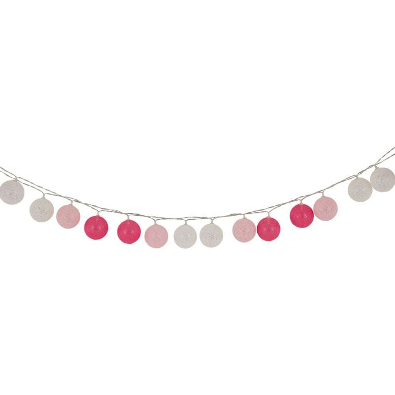 Guirlande lumineuse 20 boules amici coloris rose et blanc