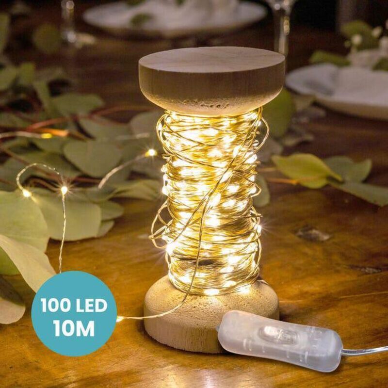 Guirlande Led Argent 10M - Bobine 10M Guirlande Lumineuse Led - Guirlande Leds pour deco chambre, déco de Noël, ambiance poétique et romantique