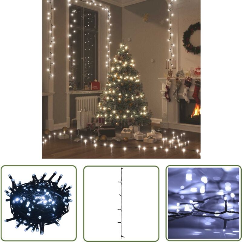 The Living Store Guirlande led avec 150 led Blanc froid 15 m pvc - Guirlande Led - Décoration Noel - Lumières Festives - Illumination Intérieur