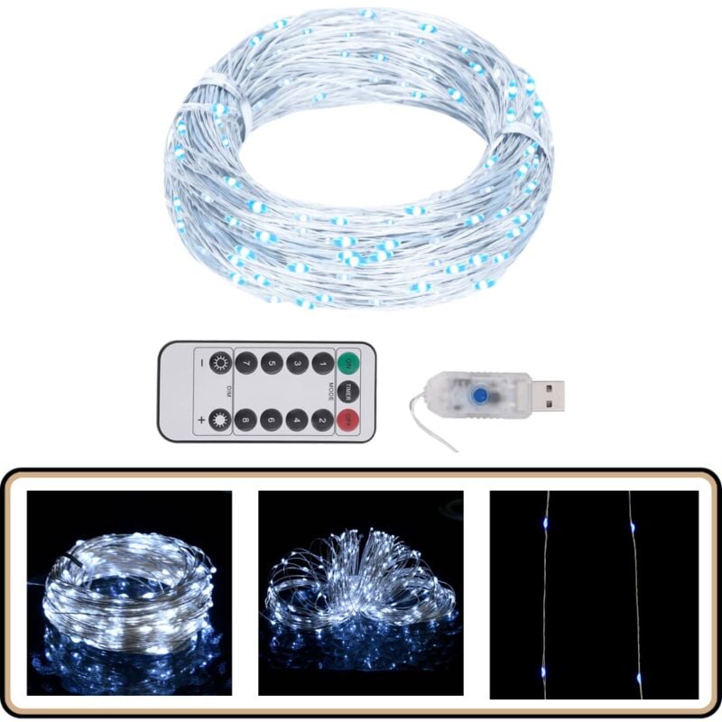 Vidaxl - Guirlande led avec 150 led Blanc froid 15 m - Guirlande Lumineuse - Décoration Noel - Lumières Led - Chaine Lumineuse - Noël