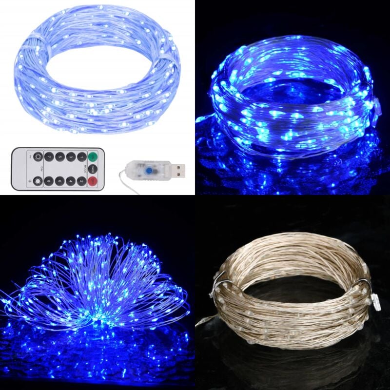 Guirlande led avec 150 led Bleu 15 m - Guirlande Lumineuse - Décoration Noel - Lumières Led - Chaine Lumineuse - Noël - Home & Living