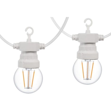 Guirlande LED câble blanc 10 ampoules LED 3000ºK - 8 mètres - Blanc Chaud