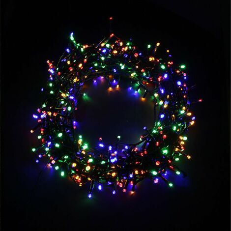 Guirlande LED Clignotante 25M 500LED IP44 avec timer - câble vert MULTICOULEUR - SILUMEN