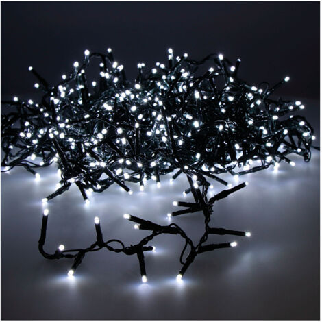 Guirlande led compacte clignotante exterieur blanc froid 21m 750 leds cable vert
