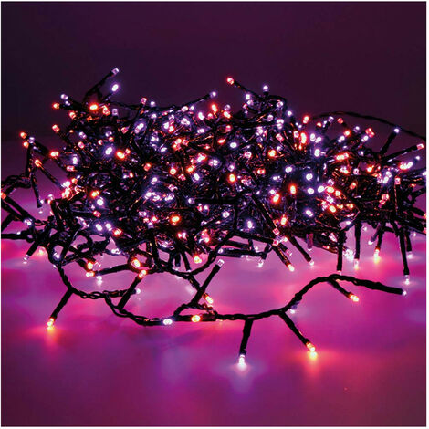Guirlande Led Compacte Violet Orange éclairage Led Compact Clignotant Extérieur Bicolore - Lumineo