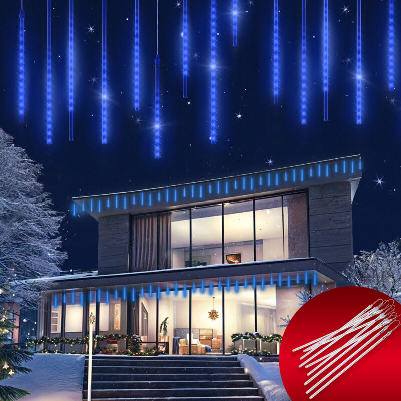 Monzana – Guirlande lumineuse d'extérieur 8,6 m 480 LED effet pluie stalactite IP44 – Pour intérieur et extérieur – Couleur bleu