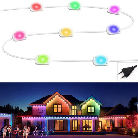 Guirlande LED Extérieur 15m - 30 Lumières Multicolores - Bluetooth Intelligent & Télécommande - IP65 - Décoration Jardin - Contrôle par Appli