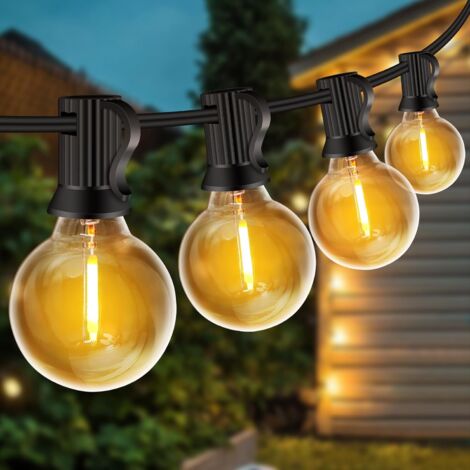 Guirlande LED Extérieur 9m - 32 Ampoules G40 Incassables - IP Étanche & Connectable - Blanc Chaud Énergétique A - Pour Jardin/Fête