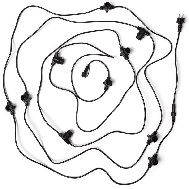 Guirlande led Extérieure avec 10 Douilles B22 10m Noir IP44 Noir