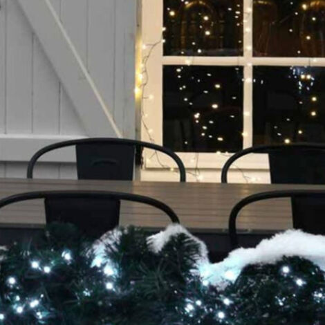 Guirlande Led Grappe 9m Animee Blanc Chaud Et Flash Blanc Pur