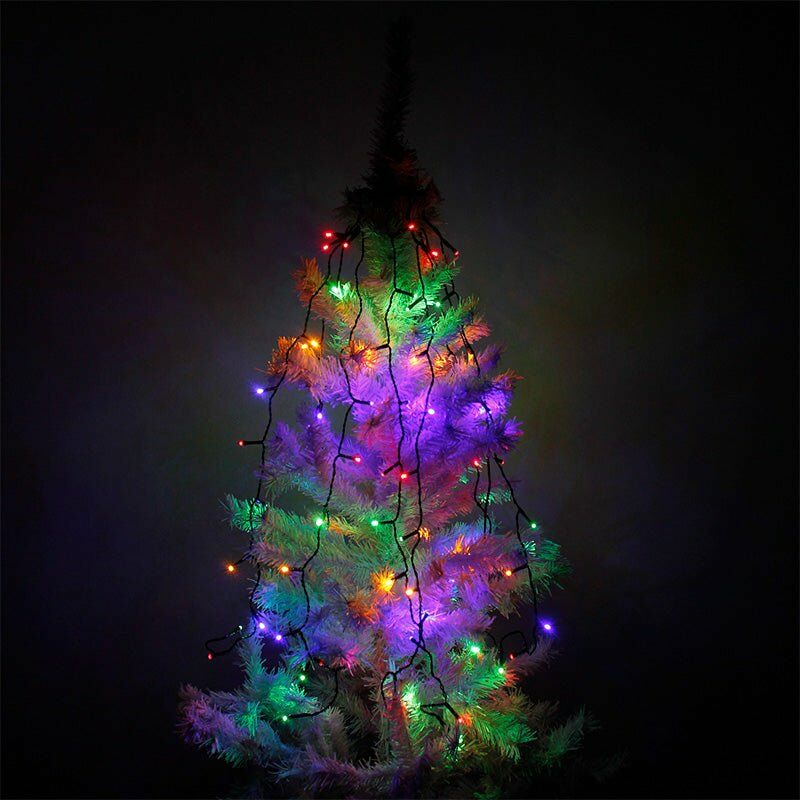 Guirlande pour sapin IP44, 8 modes - câble transparent - 150cm / MultiCouleur / 120 Silumen