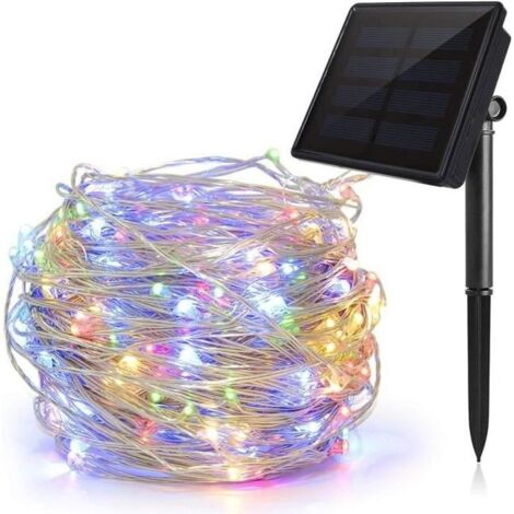 Guirlande lumière solaire extérieure - 10m 100LED - Clôture de jardin - Décoration de mariage