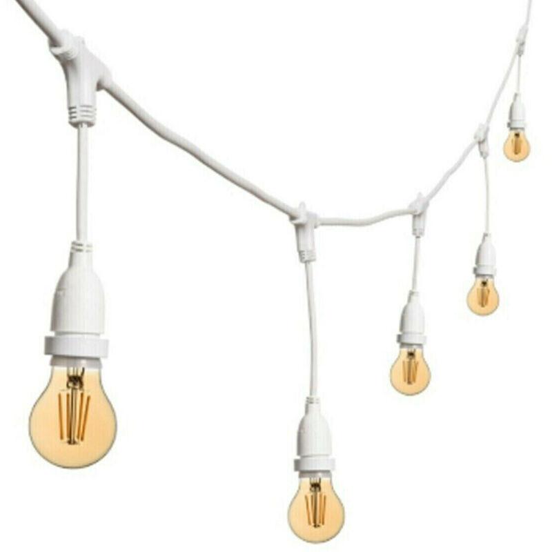 Guirlande Lumineuse 10 M Avec Douille E27, Blanche, Extensible, Ip44, Intérieur Et Extérieur