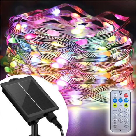 Guirlande Lumineuse 100 Led Microled 10 M Avec Panneau Solaire Externe Rechargeable