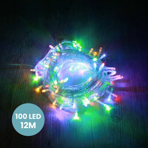 Guirlande Lumineuse 12M Intérieur et Extérieur 100 LEDs Multicolore - Guirlande Lumineuse Sapin Cable Transparent avec 8 Modes et Télécommande dont Minuteur pour Noel Decoration et Deco Mariage