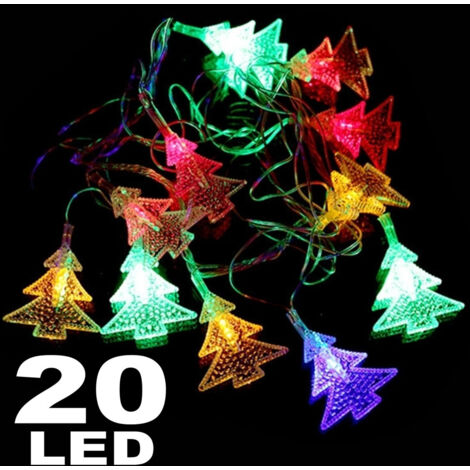 Guirlande Lumineuse 20 Ampoules Multicolores à Leds Pour Arbre, Alimentées Par Piles, Pour Lucioles